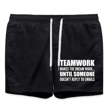 Travail d'équipe... sans réponse aux e-mails - Short de bain - noir - Devant - AI Model Male 185 light (185cm)