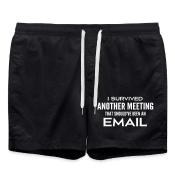 Ich habe ein Treffen überlebt, das eigentlich ein Treffen hätte sein sollen - Badeshorts - Schwarz - Vorne - AI Model Male 185 light (185cm)