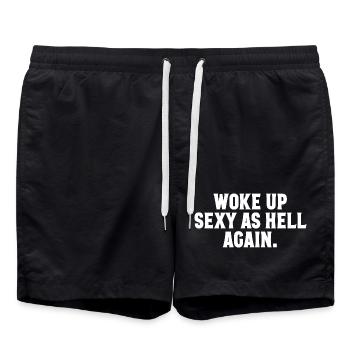 I've woken up sexy again, funny women sex - Swim Trunks - black - Front - AI Model Male 185 light (185cm)