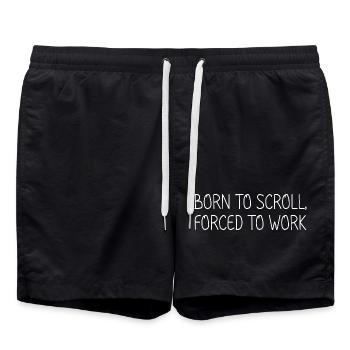Born to scroll, forced to work - Swim Trunks - black - Front - AI Model Male 185 light (185cm)