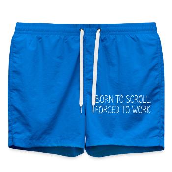 Born to scroll, forced to work - Swim Trunks - cobalt blue - Front