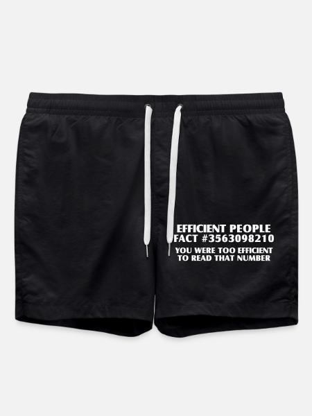 Efficient Nerd Shirt – Funny Computer Facts - Swim Trunks - black
