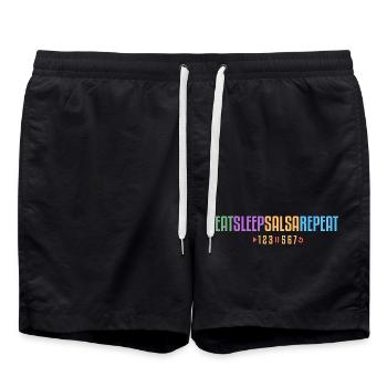 Eat Sleep Salsa Repeat – 123-567 - Badeshorts - Schwarz - Vorne - AI Model Male 185 light (185cm)