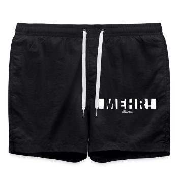 "Mehr!" Alte Bekannte (für dunkle Artikel) - Badeshorts - Schwarz - Vorne - AI Model Male 185 light (185cm)
