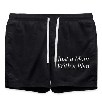 Just a Mom With a Plan - Badeshorts - Schwarz - Vorne - AI Model Male 185 light (185cm)