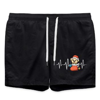 Weihnachtswelpe mit Herzschlaglinie - Badeshorts - Schwarz - Vorne - AI Model Male 185 light (185cm)