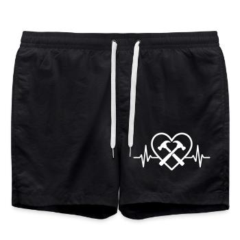 Marteaux Croisés Cœur Bricoleur Artisan Outils - Short de bain - noir - Devant - AI Model Male 185 light (185cm)