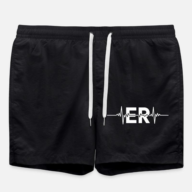 ER Heartbeat Logo - Swim Trunks - black