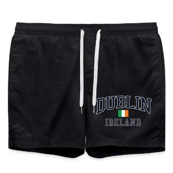 Dublin Ireland Arc Typography Tee - Swim Trunks - black - Front - AI Model Male 185 light (185cm)