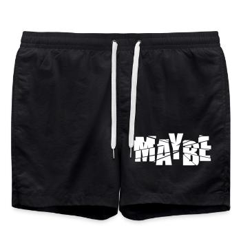 Maybe Party Flirt Design – Cheeky Idea & Swag - Swim Trunks - black - Front - AI Model Male 185 light (185cm)