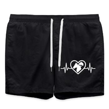 Équitation Cœur Cheval Cavalière Sport Passion - Short de bain - noir - Devant - AI Model Male 185 light (185cm)
