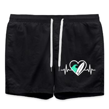 Surf Heart Surf Wave Ocean Sommer - Badeshorts - Schwarz - Vorne - AI Model Male 185 light (185cm)