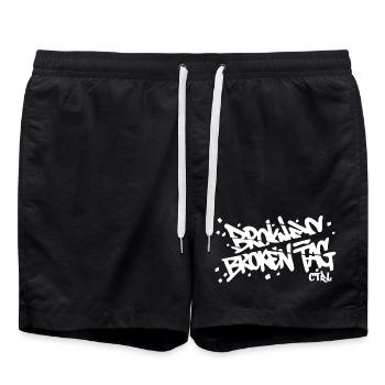 broken-tag-dos - Badeshorts - Schwarz - Vorne - AI Model Male 185 light (185cm)