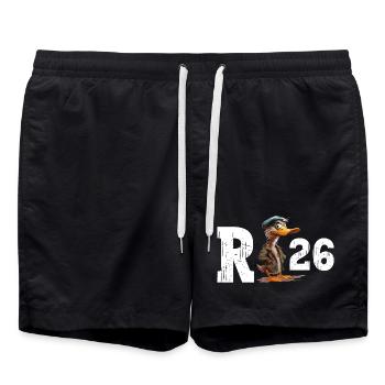 Pension 2026 Duck Pensioner Retired Funny - Swim Trunks - black - Front - AI Model Male 185 light (185cm)