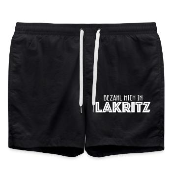 Lakritz Lakritze Spruch Lustig Sü Süßigkeit - Badeshorts - Schwarz - Vorne - AI Model Male 185 light (185cm)