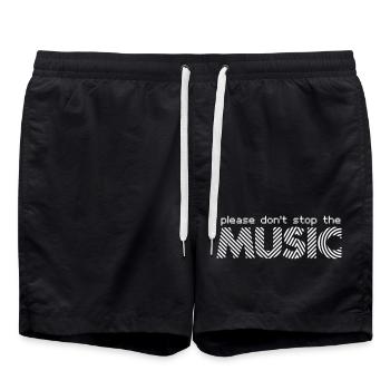 Don’t Stop the Music – Typografie Retro Design - Badeshorts - Schwarz - Vorne - AI Model Male 185 light (185cm)