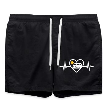 Vanlife Heart Travel Road Freedom Campervan - Badeshorts - Schwarz - Vorne - AI Model Male 185 light (185cm)