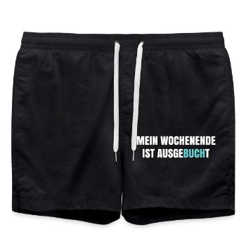 Mein Wochenende ist ausgeBUCHt - Badeshorts - Schwarz - Vorne - AI Model Male 185 light (185cm)