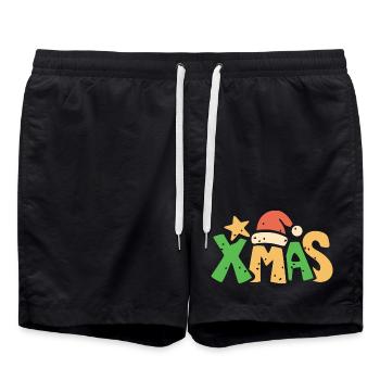 Lettrage de Noël dans le style dessin animé de Noël - Short de bain - noir - Devant - AI Model Male 185 light (185cm)