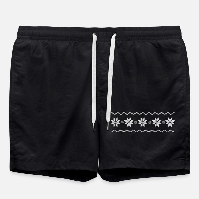 Muster - Badeshorts - Schwarz