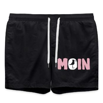 Moin mit Möwe - Badeshorts - Schwarz - Vorne - AI Model Male 185 light (185cm)
