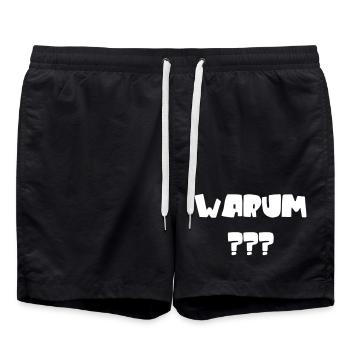Warum? Lustige Fragen & Spruch mit Fragezeichen - Badeshorts - Schwarz - Vorne - AI Model Male 185 light (185cm)