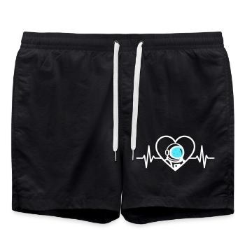 Astronaut Heart Cosmos Weltraumhelm - Badeshorts - Schwarz - Vorne - AI Model Male 185 light (185cm)