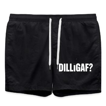 DILLIGAF Humor Spruch Sarkasmus Statement - Badeshorts - Schwarz - Vorne - AI Model Male 185 light (185cm)