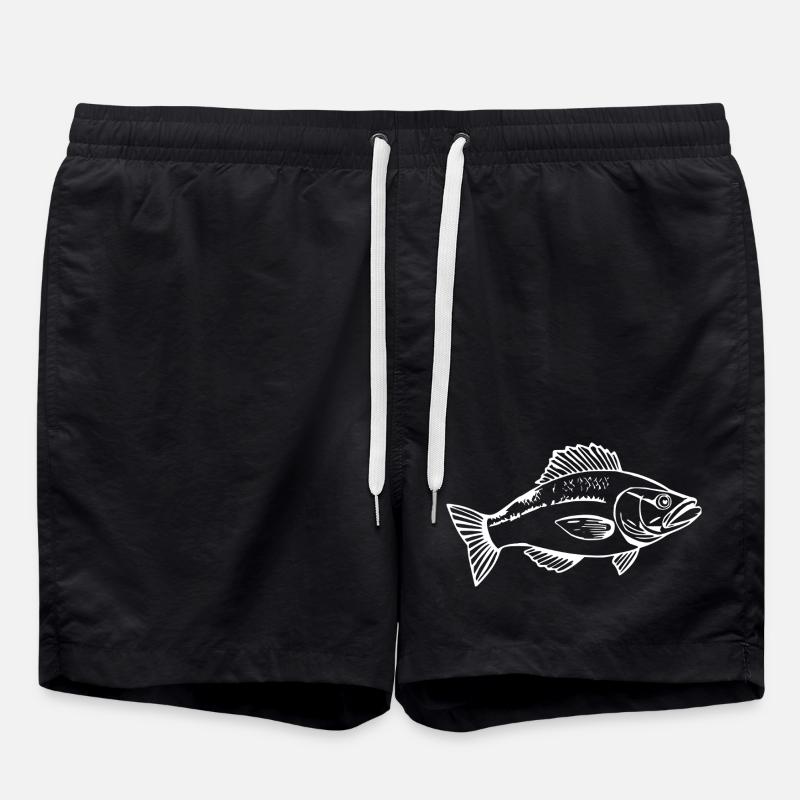 Fish Angler T-shirt Gift Angler - Swim Trunks - black