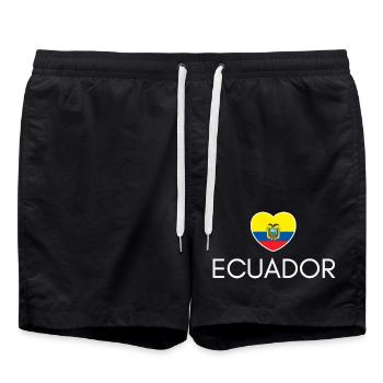 Cœur avec le drapeau de l’Équateur, j’aime l’Équateur - Short de bain - noir - Devant - AI Model Male 185 light (185cm)