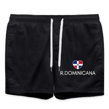 Heart with Dominican flag, Dominican pride - Swim Trunks - black - Front - AI Model Male 185 light (185cm)