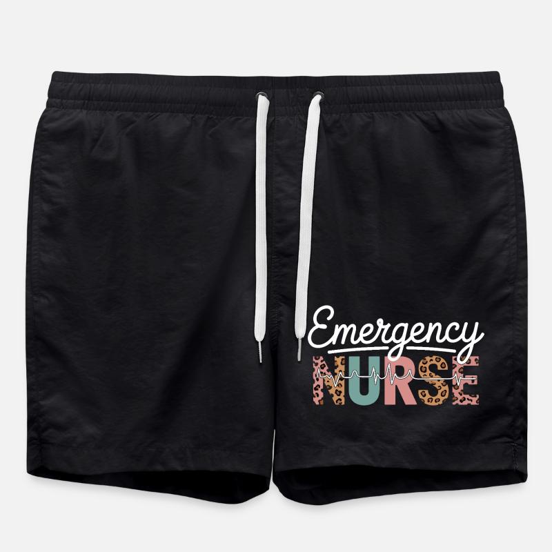 Emergency Nurse Leopard Print - Swim Trunks - black