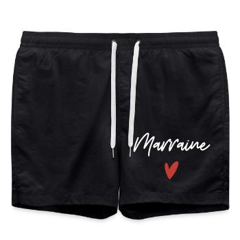 Marraine coeur idée cadeau - Short de bain - noir - Devant - AI Model Male 185 light (185cm)