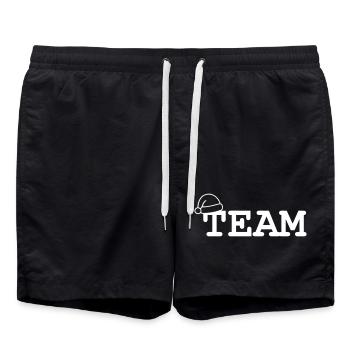 Christmas Team Santa Hat - Swim Trunks - black - Front - AI Model Male 185 light (185cm)