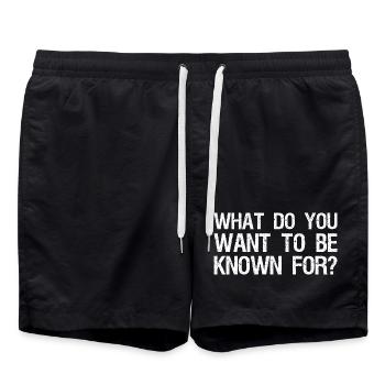 Wofür willst du bekannt sein - Badeshorts - Schwarz - Vorne - AI Model Male 185 light (185cm)