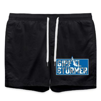 Gipfel Sturmer Bergtop Logo - Badeshorts - Schwarz - Vorne - AI Model Male 185 light (185cm)