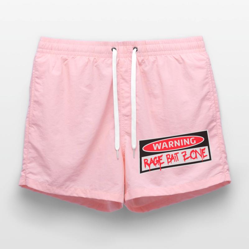 Warning Rage Bait Caution Zone Sign Fun Warning Swim Trunks