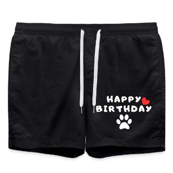 Joyeux anniversaire chien - Short de bain - noir - Devant - AI Model Male 185 light (185cm)