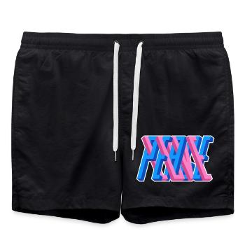 Love & Peace – Graffiti Style Love & Freedom - Swim Trunks - black - Front - AI Model Male 185 light (185cm)
