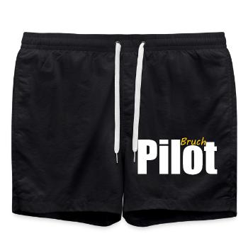 Pilot Bruchpilot Ironie Draufgänger Segelfliegen  - Badeshorts - Schwarz - Vorne - AI Model Male 185 light (185cm)