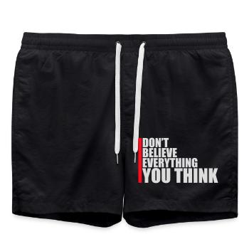 Don't Believe Everything You Think Saying Wisdom - Swim Trunks - black - Front - AI Model Male 185 light (185cm)