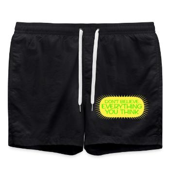 Don't Believe Everything You Think Saying Wisdom - Swim Trunks - black - Front - AI Model Male 185 light (185cm)