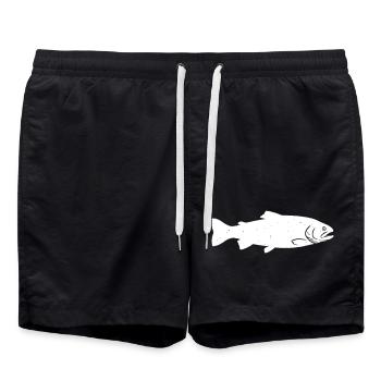 Silhouette de truite et truite pêche à la mouche sauvage - Short de bain - noir - Devant - AI Model Male 185 light (185cm)