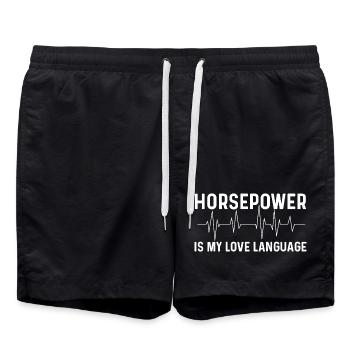 Horsepower Is My Love Language Racing Car  - Swim Trunks - black - Front - AI Model Male 185 light (185cm)