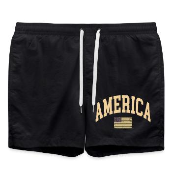 America Camouflage Flag - Swim Trunks - black - Front - AI Model Male 185 light (185cm)