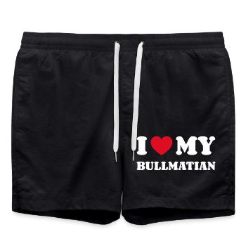 I Love My Bullmatian Hund Besitzer - Badeshorts - Schwarz - Vorne - AI Model Male 185 light (185cm)