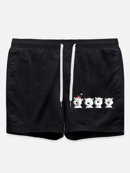 Happy Polar Bear Team Christmas - Swim Trunks - black