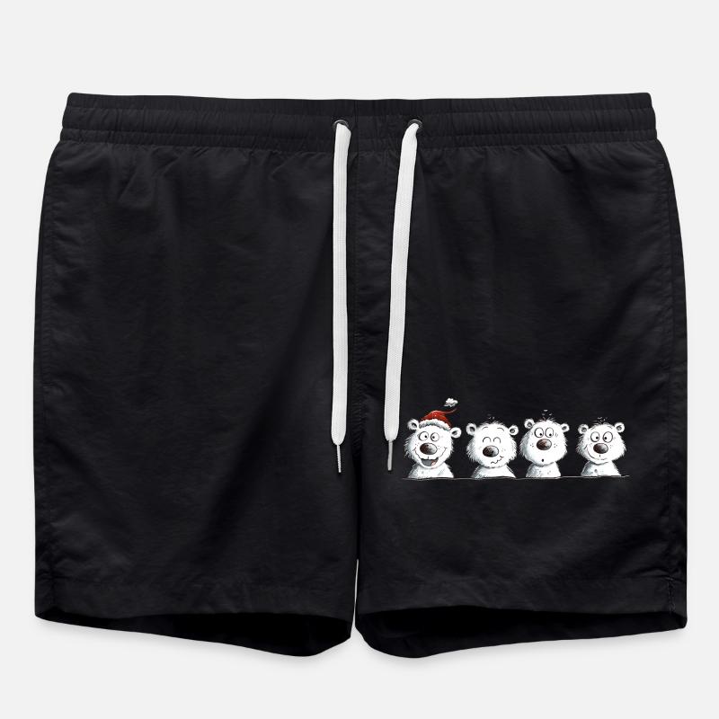 Happy Polar Bear Team Christmas - Swim Trunks - black