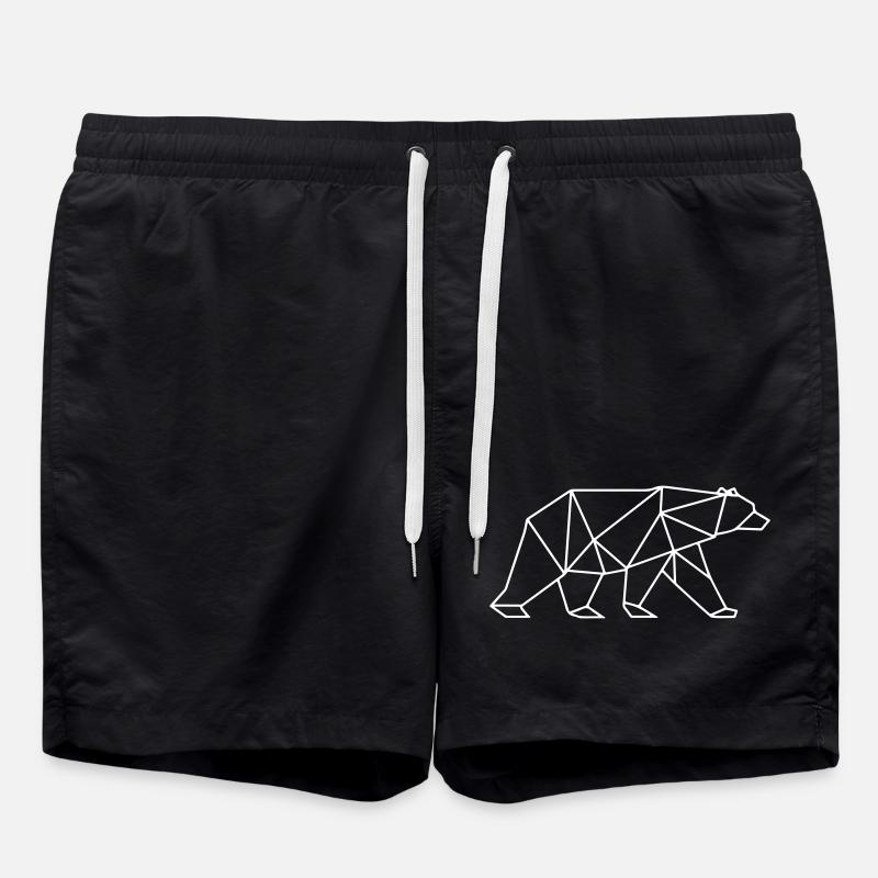 Bear Polygon Icon - Swim Trunks - black