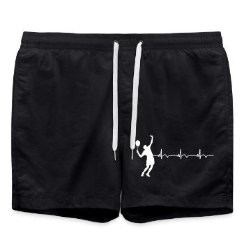 Tennisspieler Tennis EKG Herzschlag - Badeshorts - Schwarz - Vorne - AI Model Male 185 light (185cm)